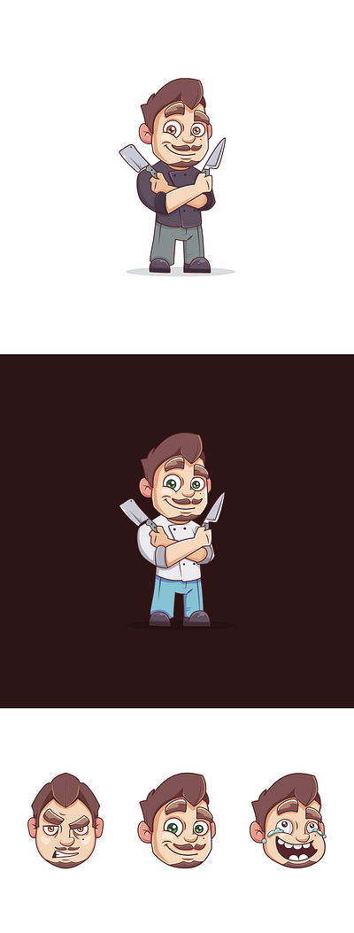 Chef Character Design – Custom Mascot with Expressions brand mascot branding cartoon character character chef clean colorful cooking app custom avatar cute design food branding illustration logo mascot restaurant logo ui vector