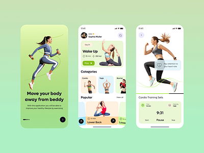 Fitness -Workout Mobile App UI app design body workout exercise fitness fitness app fitness tracker gym gym app health healthy ios jogging mobile app mobile app design sports trainer training wellness workout app workouts