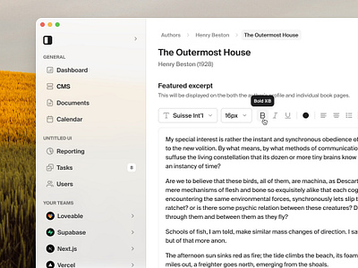 Text editor — Untitled UI product design rich text settings sidebar text editor toolbar ui design