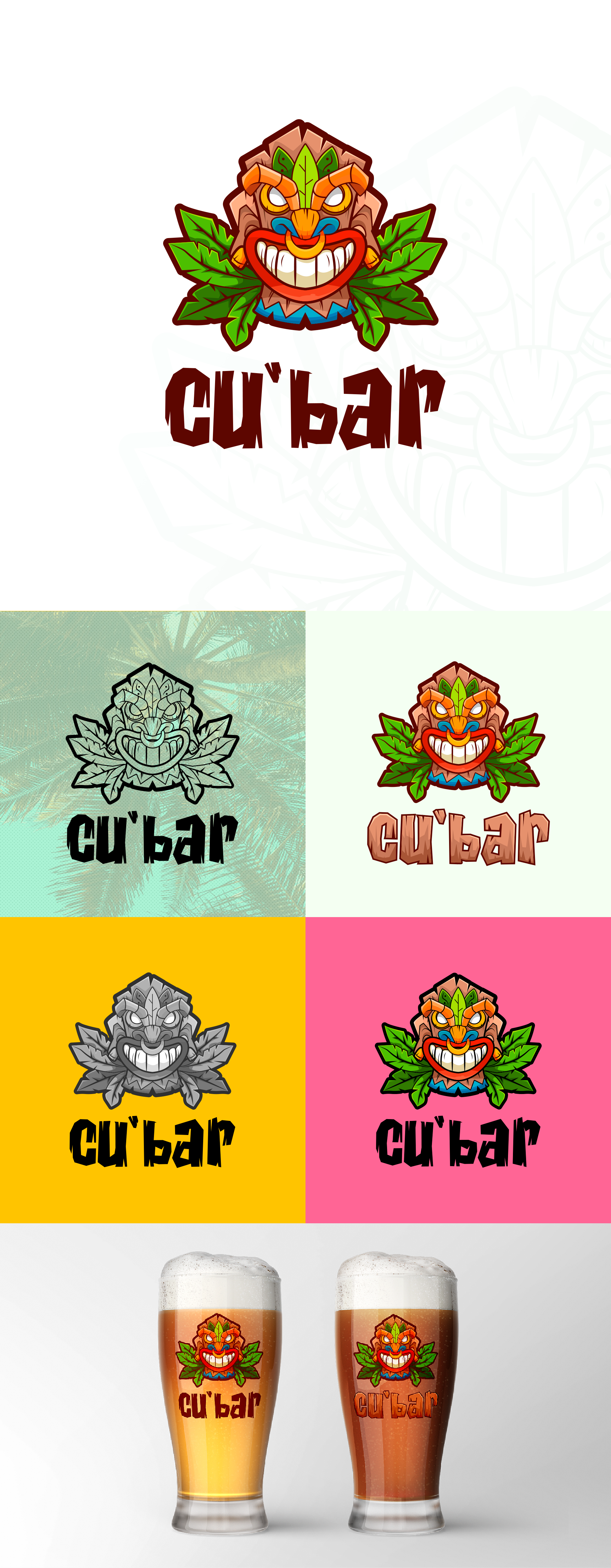 Tiki Bar Logo Design – Fun & Bold Character Branding for a Craft affinity designer beer branding branding character clean colorful custom character cute design drink logo illustration logo mascot mascot logo playful tropical ui