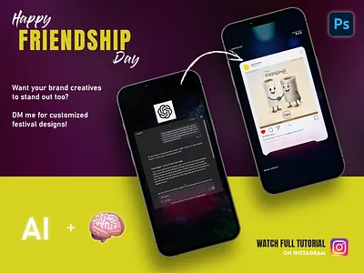 Friendship Day Post Design Process ai branding chat gpt day post designer festival post freelancer friendship friendship day graphic design happy instagram post post design social media social post designer