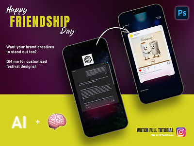 Friendship Day Post Design Process ai branding chat gpt day post designer festival post freelancer friendship friendship day graphic design happy instagram post post design social media social post designer