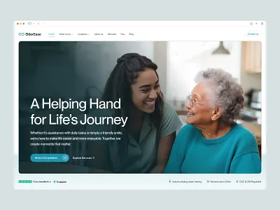 Elder ease - Website design for eldercare places care elderhomes graphic design healthcare landing page modern olderhomes ui ux web web design website design