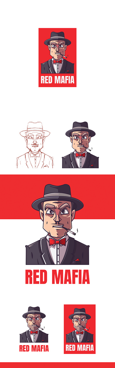 Red Mafia — Custom Mascot art artwork bold character branding character character development clean colorful cute design illustration logo mafia branding mafia logo mascot modern cartoon ui vector