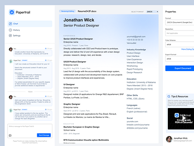 PaperTrail - Generative AI PDF Creator (AI ASSISTANT) ai ai agent ai assistant ai chat ai dashboard ai generation ai landing page best shot dashboard gen ai ui uiux userexperience userinterface ux