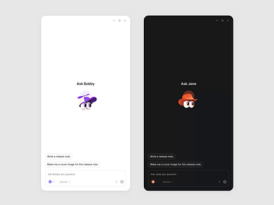 Cycle Ask Panel. 3d ai agents animation chat feedback ui