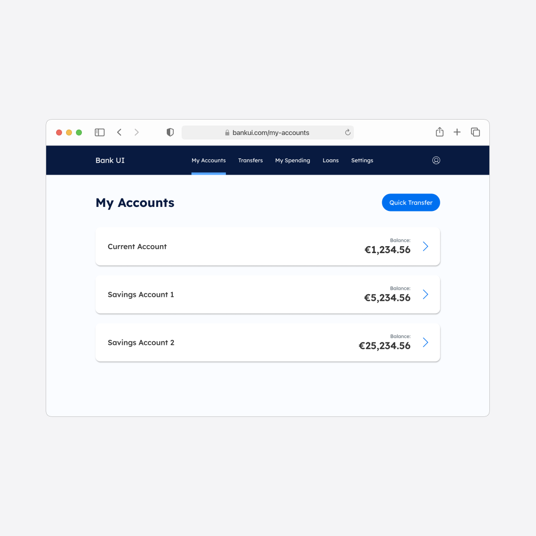 Example of Bank UI
