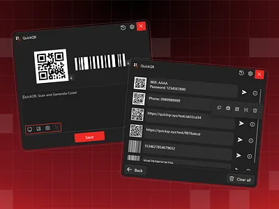 QuickQR - Scan QR codes & barcodes from multiple sources all in one app barcode daily generate inspiration interface microsoft minimal design multiple product product design qr code quick scans tools ui uiux design ux windows