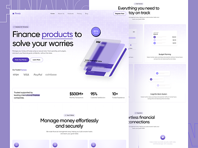 Finvia - Finance Landing Page b2b bank e wallet finance financial fintech funds home page modern ui payment rifath saas startup ui web website website design