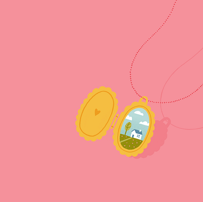 Keeping Memories home house illustration memory metaphor pendant procreate texture