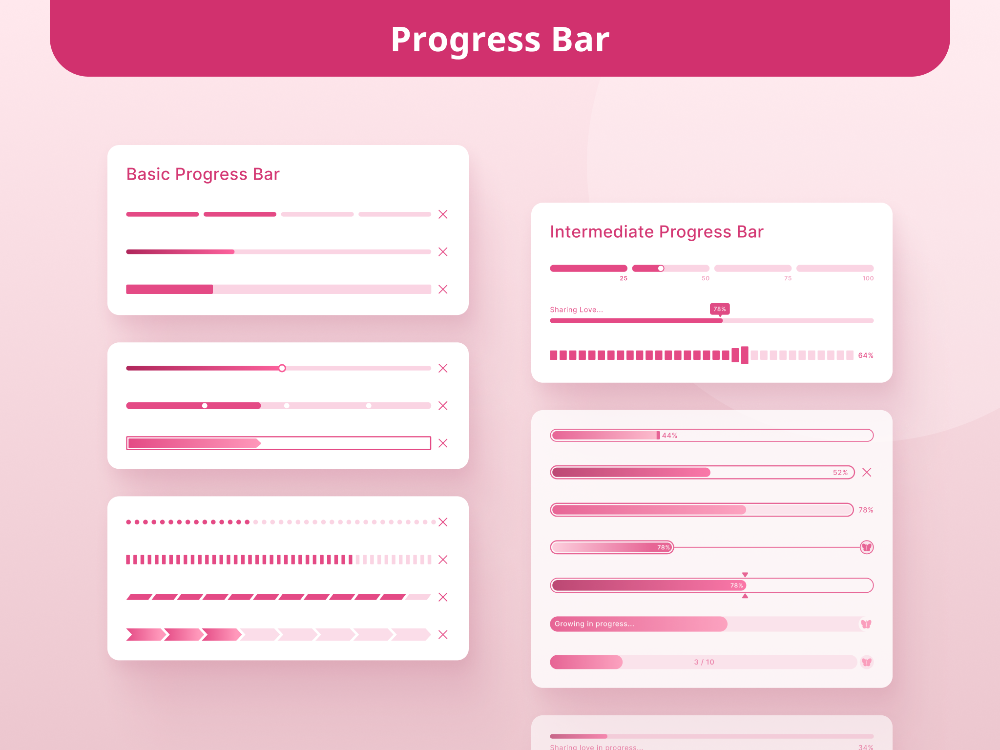 UX Progress Bar Exploration assets bar component design design library experience game library mobile product design progress progress bar stepper ui ux web website