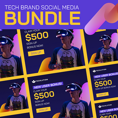 Futuristic Tech Social Media Kit bold brand identity branding futuristic graphic design social media startup tech