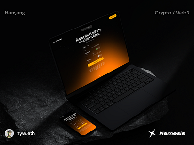 Nemesis.trade | Buy or short sell any on-chain tokens | Website bitcoin blockchain branding btc crypto currency design homepage illustration landing page landingpage minimal minimalist nft trade ui ux web web3 website
