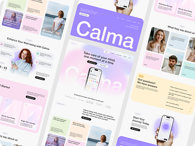 Calma | Mobile app & Landing Page app landing landing page mobile app ui design uiux website wellness yoga