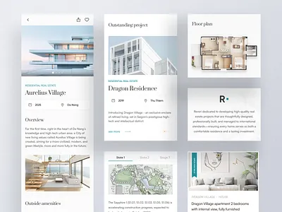 Real Estate UI - Functional Components clean components design system minimal mobile app property real estate ui ui ux website