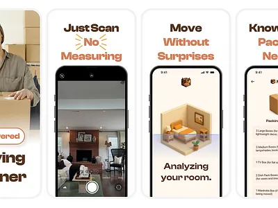 AI Powered Moving Planner – App Store Screenshot Design ai ai powered app app store branding figma graphic design mobile app moving planner planner scan screenshot ui ux
