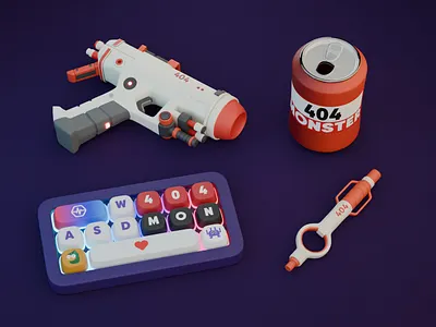 Stuffs 3d animation blender character concept design game illustration models topology