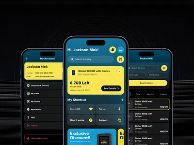 Wifibibi – eSIM Network App Design | Clean UI/UX dark ui data plan digital sim dribble best shot esim global wifi graphic design mobile design netro netrosystems network provider pocket wifi sim card telcom app travel wifi app trending app uiux virtual sim wifi app design