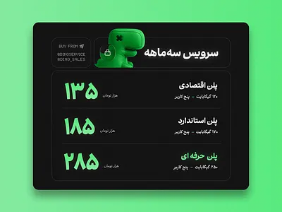 DinoVPN Pricing Table | VPN service ai clean dark design farsi figma graphic design iran minimal persian photoshop poster price price table table vpn