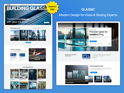 Glassic - Architecture & Design Website Webflow Template architectural glass building glass decorative glass glass glass company glass industry glass installation modern glass website responsive responsive template uiux web design web development webflow webflow agency webflow template