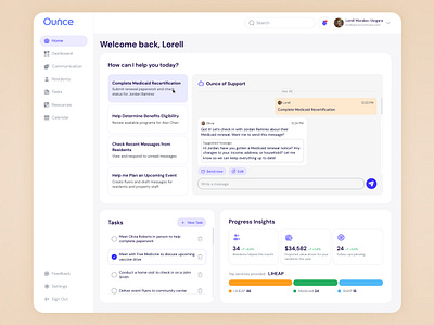 Resident Support Dashboard casework community dashboard interface medicaid platform product design residents social support ui ux
