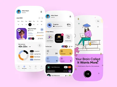 EdTech app design app design college e learning education learning learning platform mobile app online class online course online education school ui university ux