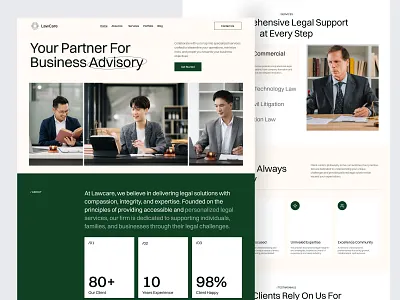 LawCare - Lawyer Service Website Landing Page barkahlabs clean company profile corporate design framer landing page landingpage law lawyer lawyer web legal ui ui design uiux ux web web design webflow website