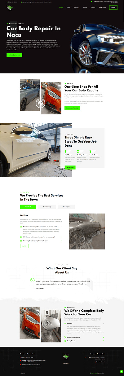 Car Body Repair Website Development elementor web design web development wordpress