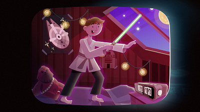 The laser technology 2d 2d animation animation animation studio illustration jedi laser laser technology motion graphics nostalgia star wars technology video animation