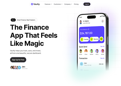 Mobile app landing page design light mode app landing page branding clean clean landing page fintech landing page light mode mobile app landing page saas ui web design