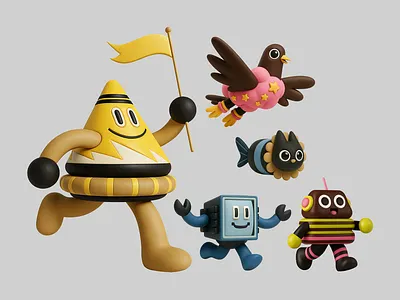 Running Mascot bird branding cat character computer cute design digital festival fish fun icon illustration indonesia logo mascot run running yellow