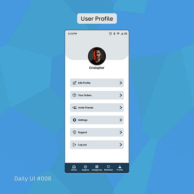 Daily UI 006 - User profile app dailyui dailyui006 dailyui6 day06 design ui userprofile ux