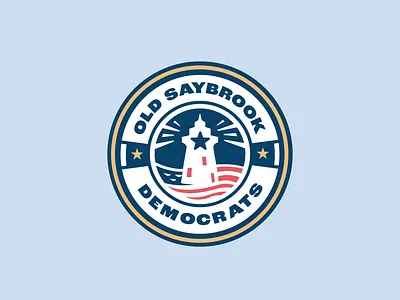 Visual Identity - Old Saybrook Democrats badge design branding brandmark flag graphic design identity illustration lighthouse logo logo design logo designer logos ocean old saybrook patch patriotic political rescue typography usa