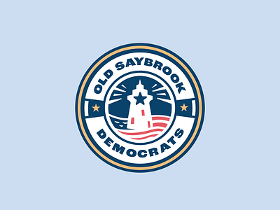Visual Identity - Old Saybrook Democrats badge design branding brandmark flag graphic design identity illustration lighthouse logo logo design logo designer logos ocean old saybrook patch patriotic political rescue typography usa