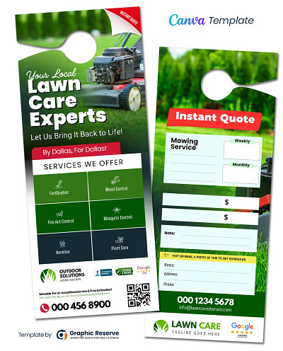 Lawn Care Instant Quote Door Hanger Template – Canva Design canva door hanger door hanger door hanger design door hanger template lawn care lawn care door hanger lawn care door hanger template