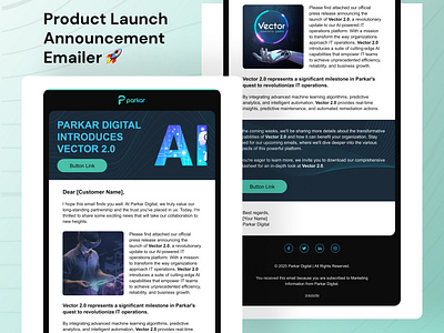 Parkar Digital Emailer clean ui design system digital marketign emailer figma ui new product launch product 2.0 launching uiux