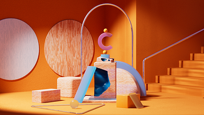 3D abstract room animation 3d 3d animation 3d design 3d illustration afterr effects cinema4d gif animation motion design motion graphics octane room design