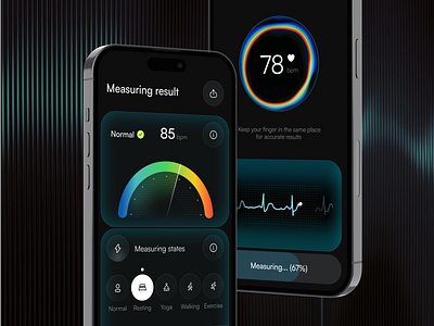 📈Product design for the heart rate monitor app | Hyperactive app design application colors concept creative dark design healthcare healthtech hyperactive measure mobile mobile design product design saas ui user experience user interface ux