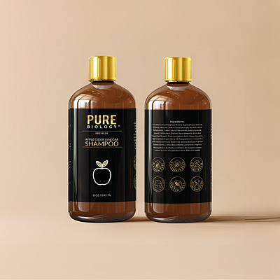 Label design for apple cider vinegar shampoo black bottle cosmetics creative design diecut diline label desig labels labels fron and back luxury package design shampoo