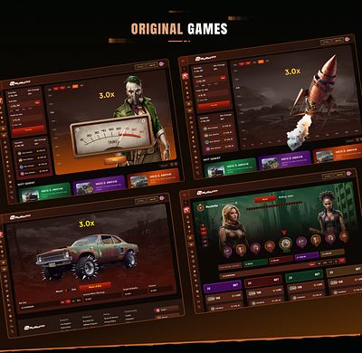 Mad Max-Inspired Casino Website UI apocalypticdesign casino casinointerface deserttheme designinspiration futuristicui gambling gameinterface gamingui madmax neonstyle postapocalyptic slotdesign uiux uxdesign wastelandtheme webdesign webui