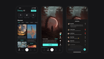 AI Video Generator App – Social Feed & Comments UI Design ai app comments feed figma mobile mobile app product design social ui design ux design video generator