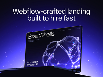 BrainShells: Landing for AI Recruitment – UI, CG, Dark Mode ai ai design ai startup clean dark mode desktop hero section hiring home page landing landing page landing page design minimal purple recruitment ui ui design web design website website design