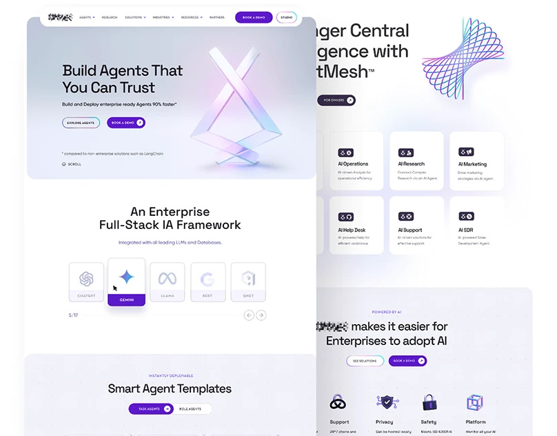 Secret AI Startup Homepage agent ai chatgpt landing ml startup tech tool website