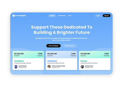 InvestPark - Investment platform landing page design finance fund invest webpage