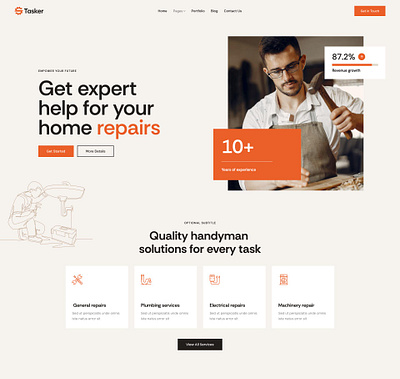 Tasker - Construction Handyman & Repair WordPress Theme design illustration ui web design web development webdesign woocommerce wordpress wordpress theme wordpress themes