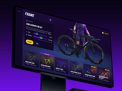 ROUVY Avatar Customization avatar customization bicycle bike gear clean design cycling fitness app flat design game ui garage ui indoor cycling sports app