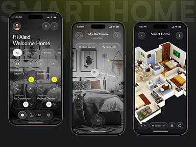 Smart Home Control – Mobile App UI for Home Automation app app design glass effect home automation home control home control app ios iot app liquid glass mobile mobile app product design smart devices smart home smart home app smart living technology