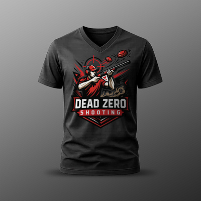 DEAD ZERO SHOOTING bold retro typography clay target shooting nature sunset design retro shooting graphic shotgun silhouette vintage t shirt design