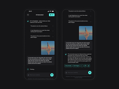 AI Video Generator App – Prompt Generator AI Chat Screen UI ai app chat figma generator mobile mobile app product design ui ui design ux design video