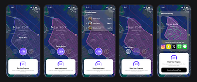 Map Based Run Tracking App - Gamified Onboarding Flow UI Design app figma flow gamified graphic design leaderboard map mobile mobile app onboarding product design progress run tracking step ui ui design ux design